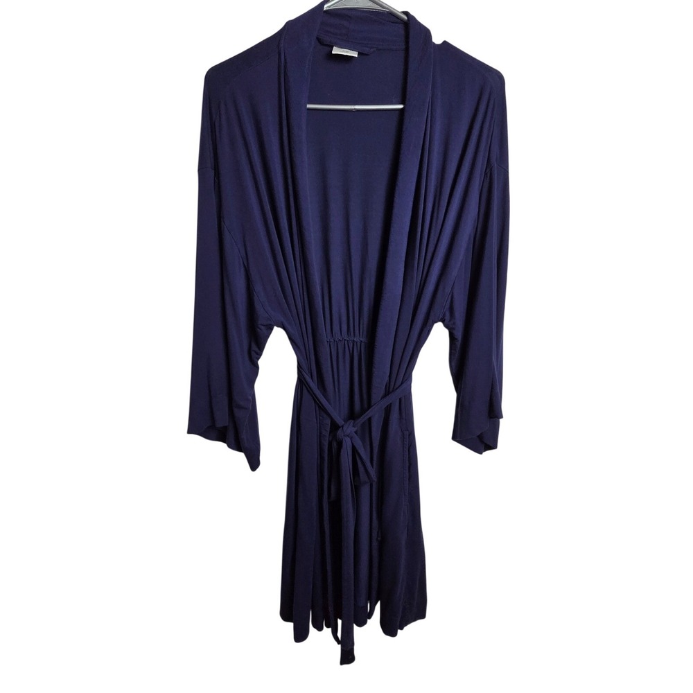 Soma Jersey Knit Robe Women's Size S/M Navy Blue Kimono Sleeve‎ Belted